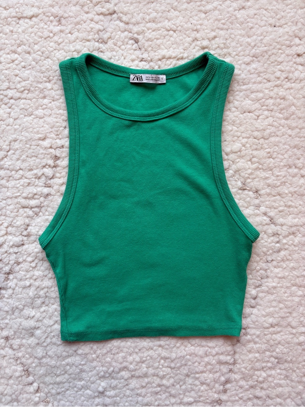 Zara Emerald Green Ribbed Crop Tank